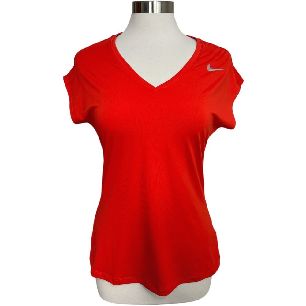 NEW Nike Golf Women’s M Red Short Sleeve Athletic V-Neck Shirt 831448